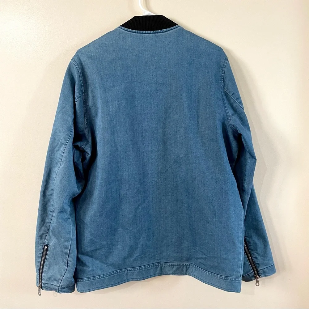 ASOS DESIGN Men’s Denim Oversized Bomber Jacket (size: S)